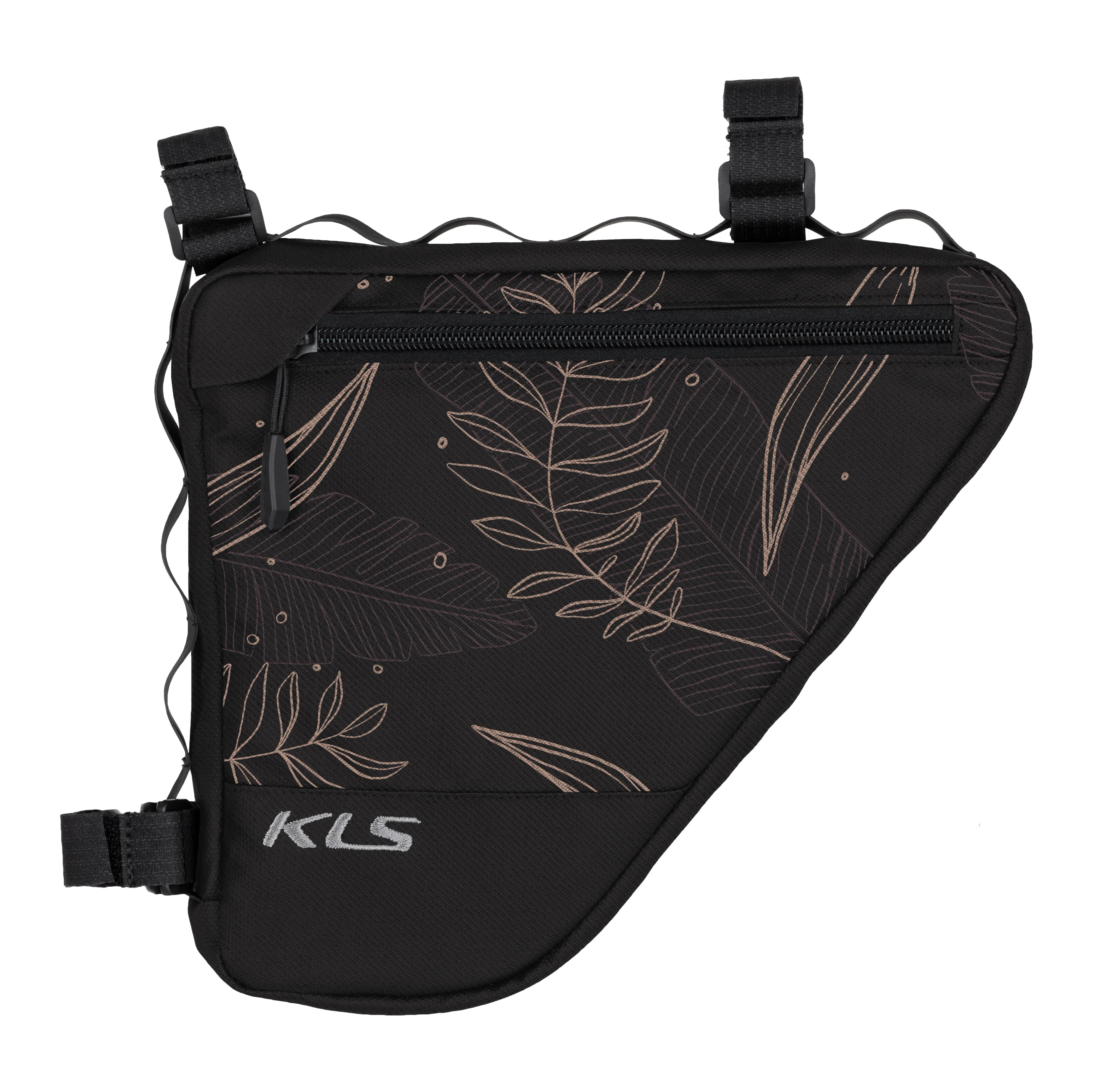 Сумка в трикутник рами KLS Wedge 023 дизайн-квіти, чорний