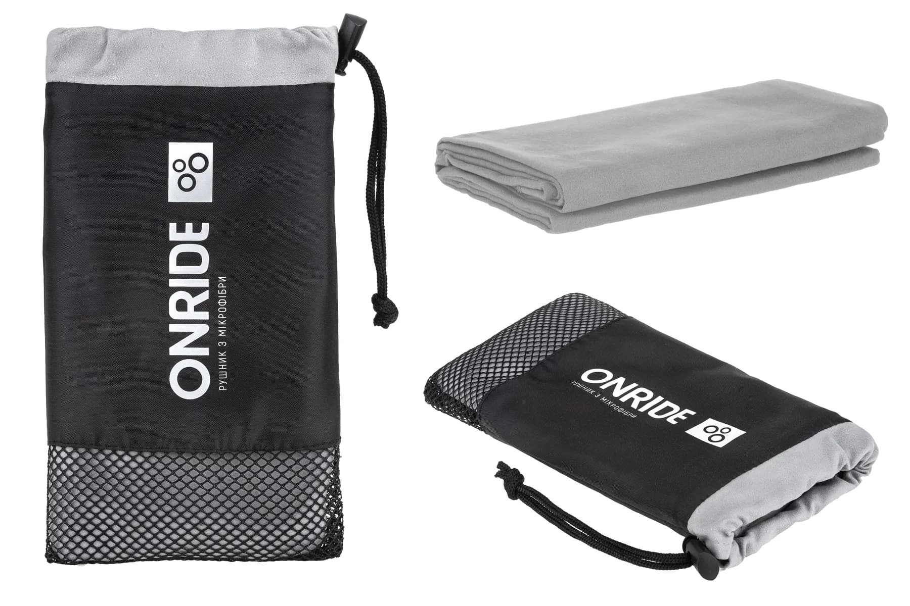 Рушник з мікрофібри ONRIDE Wipe 5 сірий (100х50) у чохлі