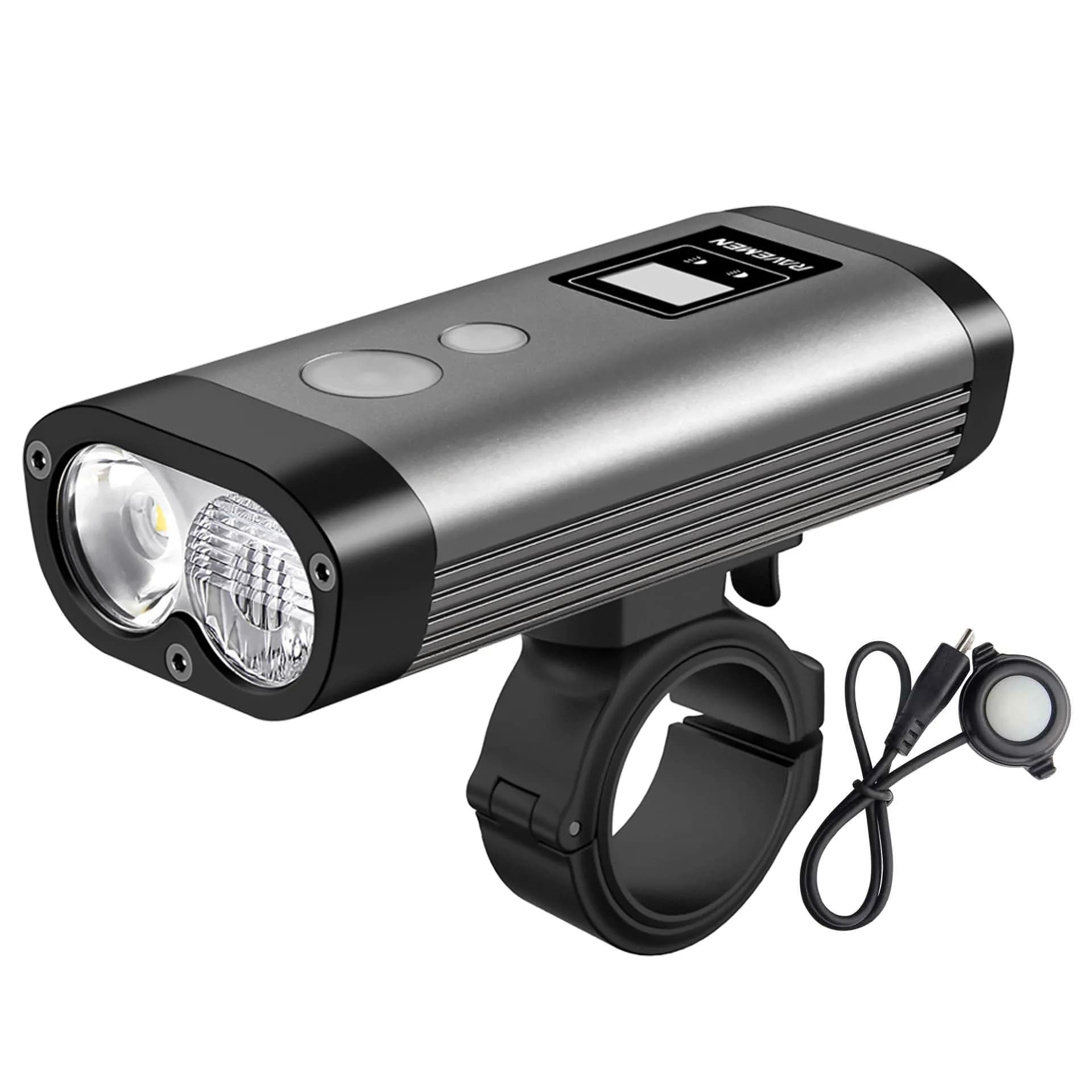 Велосипедна фара Ravemen PR1400 (1400 lm, 5200 mAh) дротова кнопка