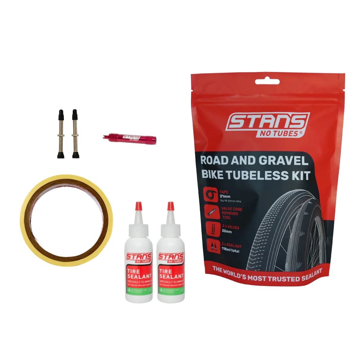 Набір Stan's Road Tubeless Kit 25 мм (стрічка 25 мм, ніпеля 55 мм, герметик 118 мл, викрутка)