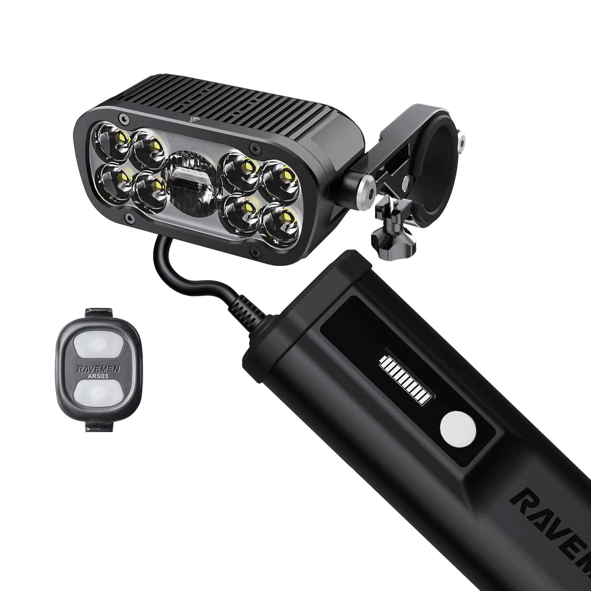 Велосипедна фара Ravemen XR6000 (6000 lm, 8000 mAh) зовнішня батарея, бездротова кнопка