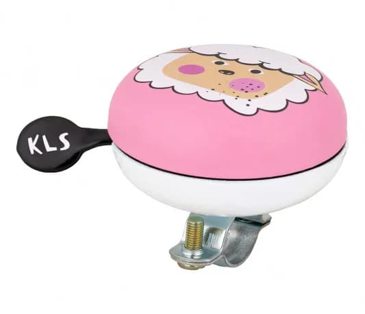 Дзвоник дитячий на кермо KLS Bell Kiddie Баранчик, діаметр кріплення 22 - 25 мм, біло-рожевий