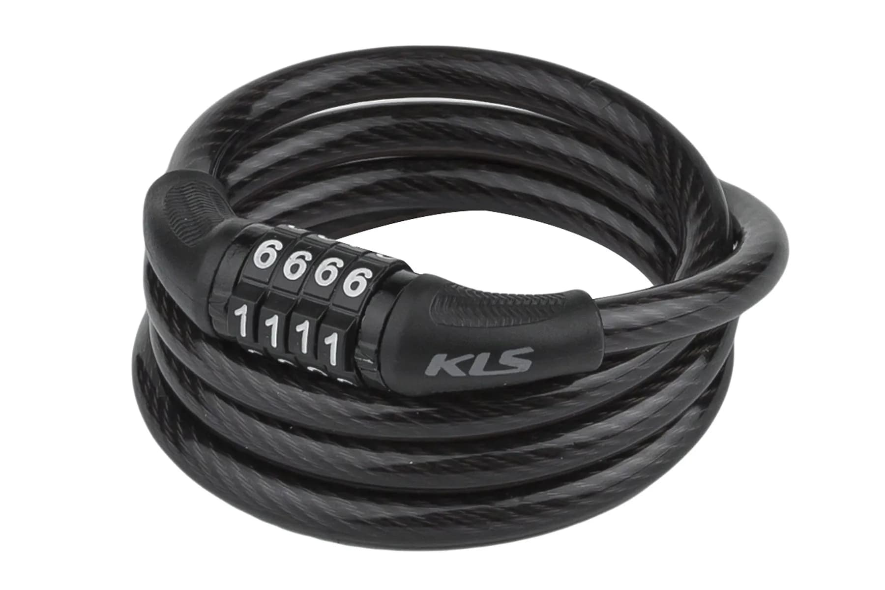 Замок тросиковий кодовий KLS Code чорний 8x1000 мм