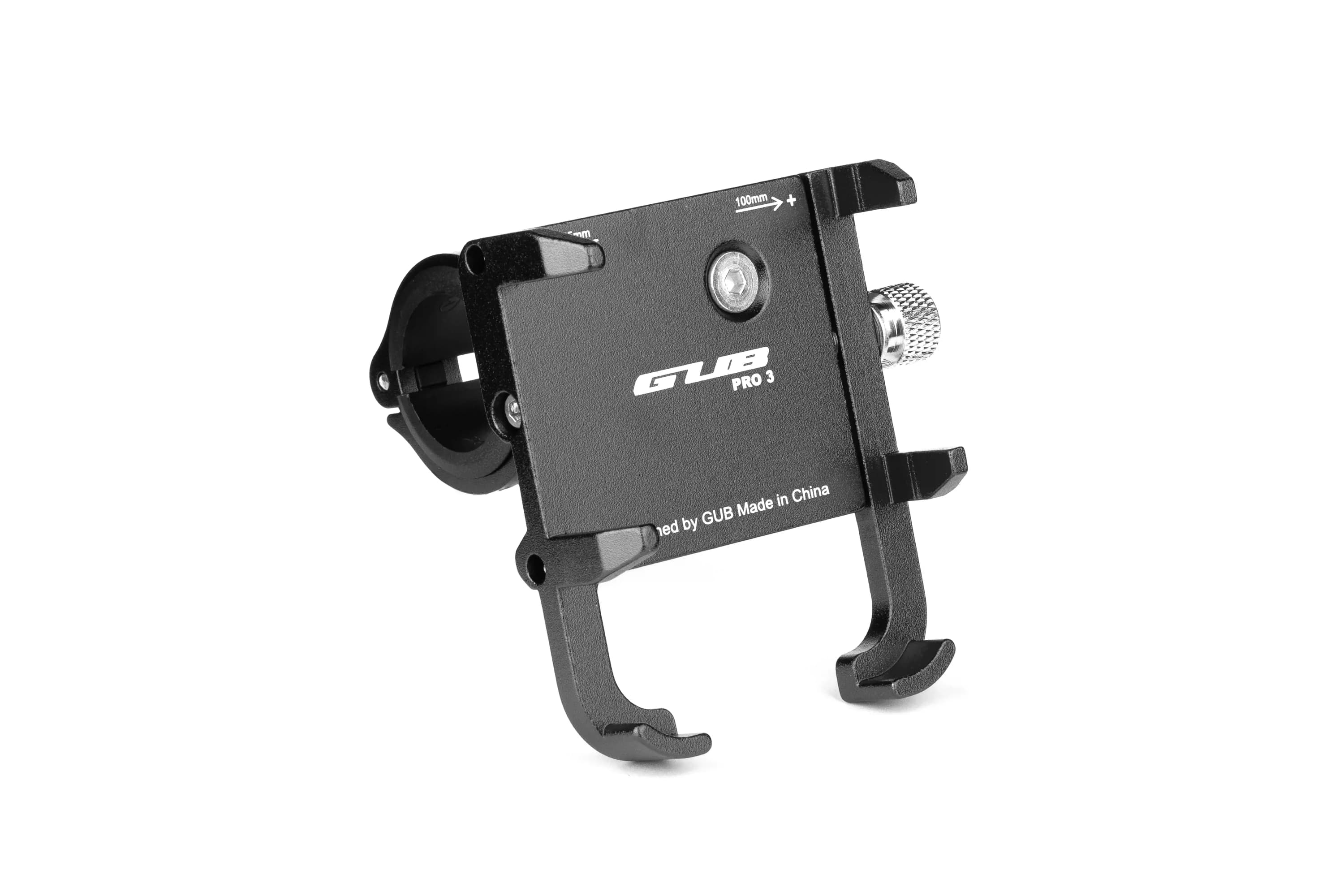 Тримач гаджета GUB PRO-3 на кермо алюмінієвий для PowerBank/телефонів у чохлах. чорний