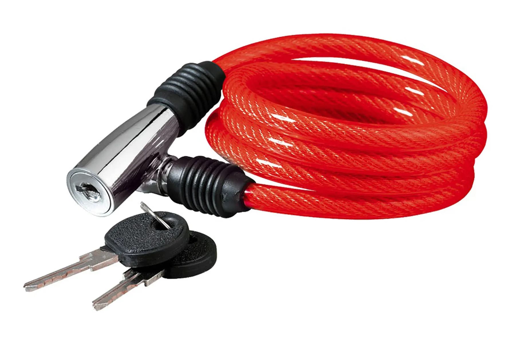 Замок тросиковий KLS Beat червоний 8x1000 мм