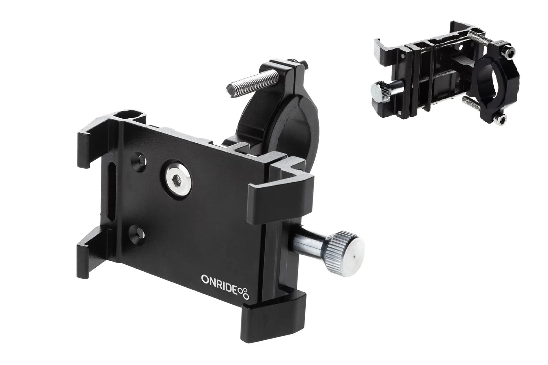 Тримач гаджета ONRIDE Holder 50, алю., ширина 65 - 95 мм, обертання на 360°, Ø 20 - 36 мм
