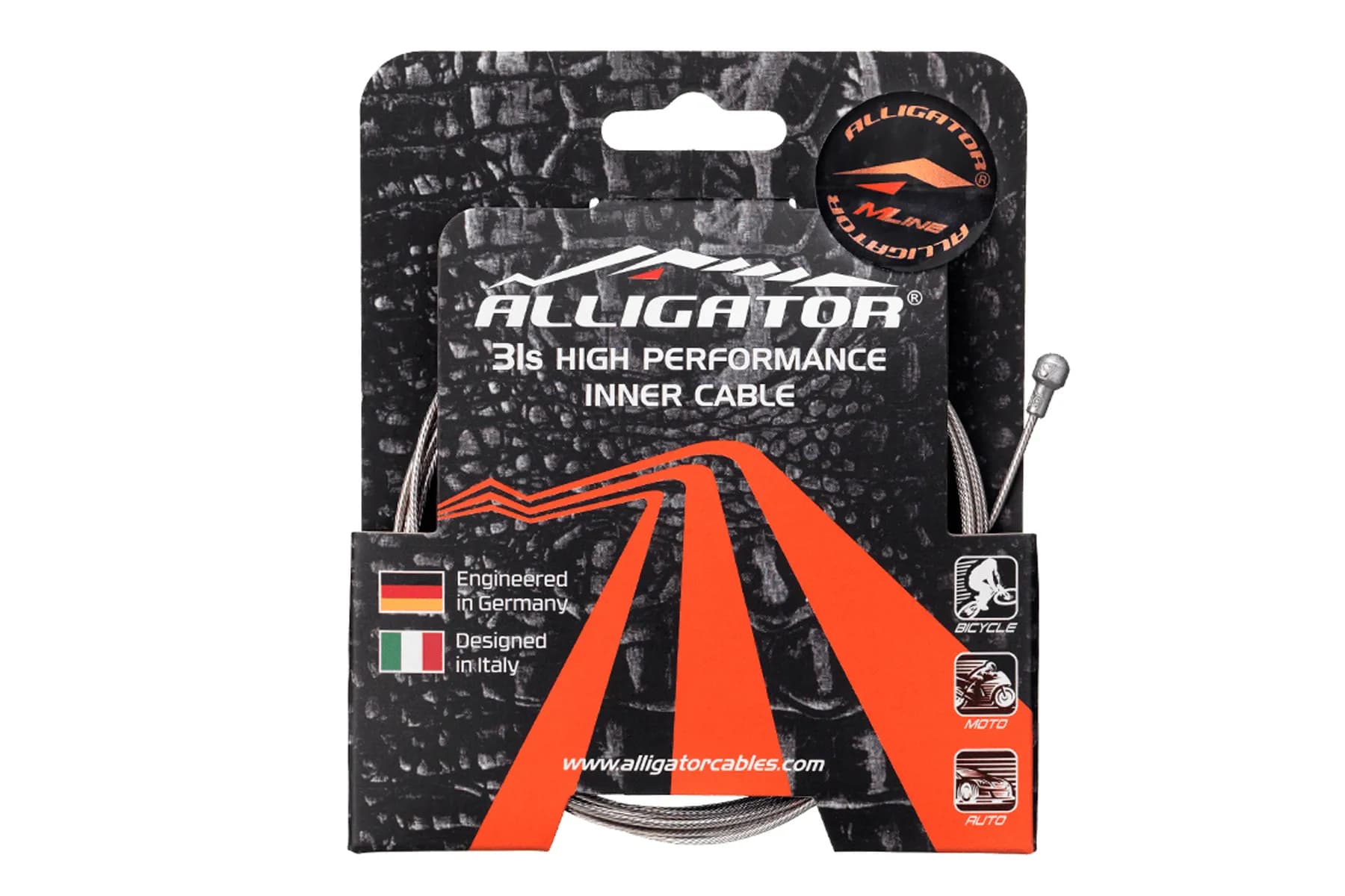 Тросик гальмівний Alligator Road, нержав., поліров., 31 нитка, 1,5 мм, 1700 мм