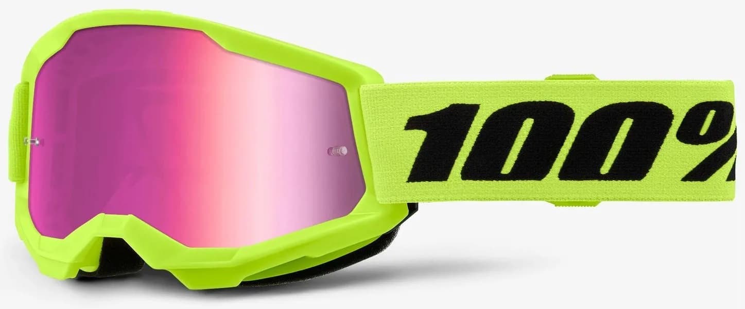 Дитячі окуляри 100% STRATA 2 Youth Goggle Neon Yellow - Mirror Pink Lens, Mirror Lens