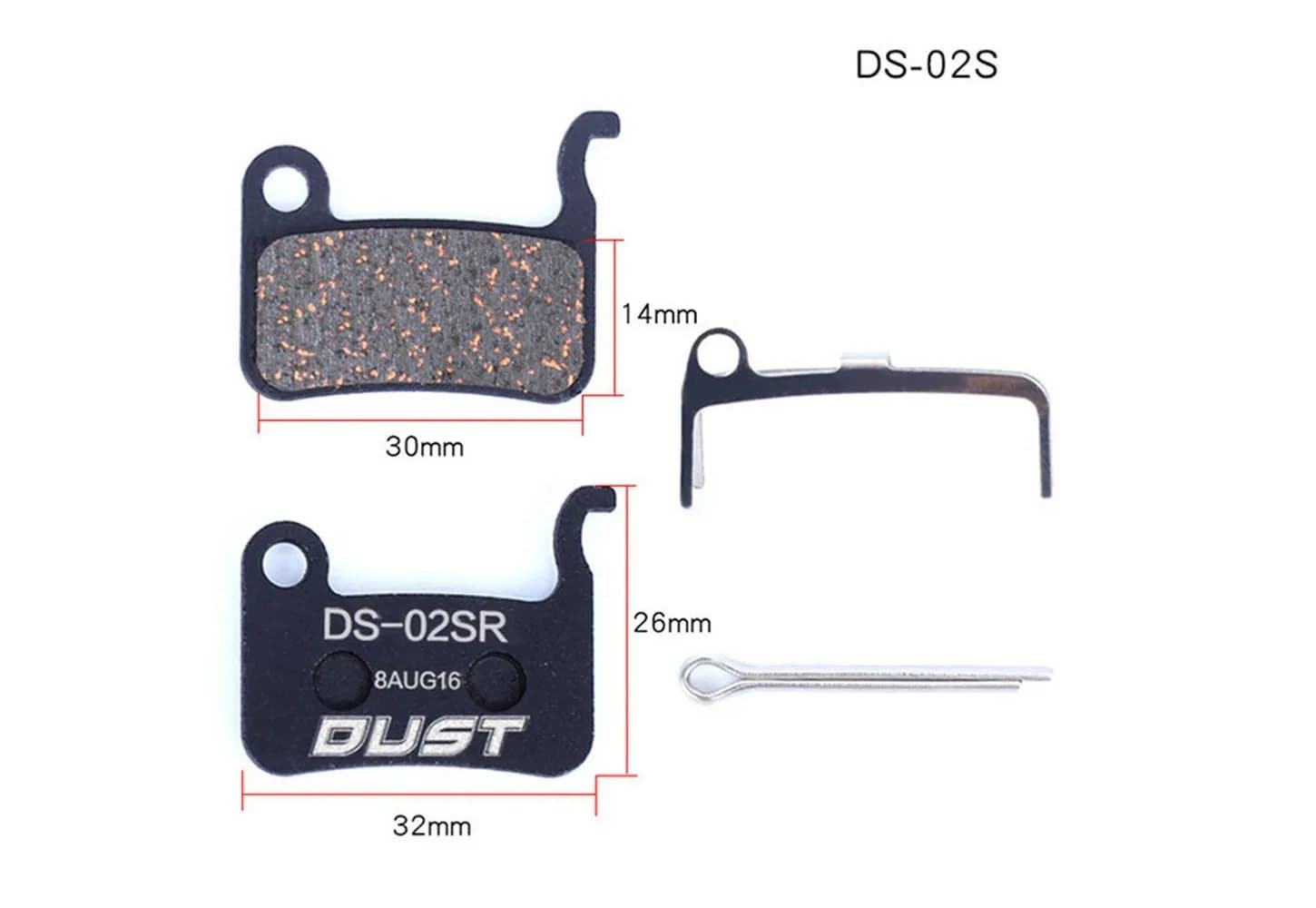 Колодки гальмівні disc Напівметал DUST DS-02S Shimano M975/966/596/800/765/775/601/665/585/545/535, R-505, S-500, JAK-7 AM (брендоване пакування)