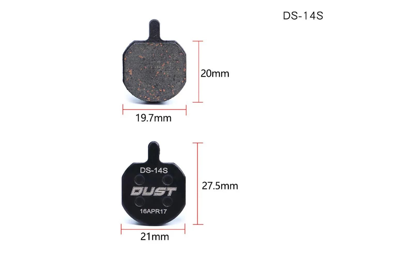 Колодки гальмівні disc Напівметал DUST DS-14S Hayes Sole hydraulic、MX2、MX3、MX4、GX2、CX5、Bengal HELIX3、HELIX5 AM (брендоване пакування)