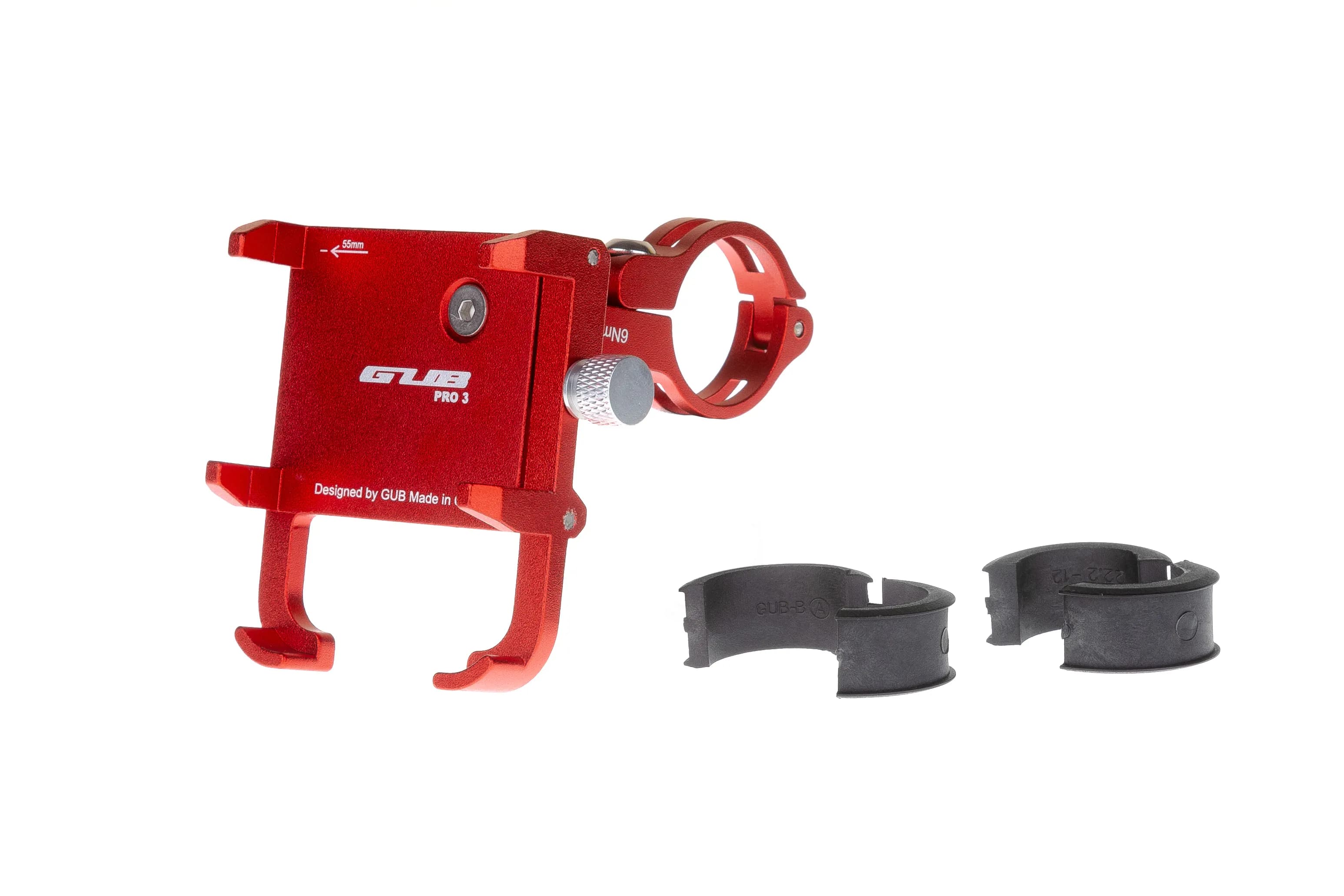 Тримач гаджета GUB PRO-3 на кермо алюмінієвий для PowerBank/телефонів у чохлах. червоний