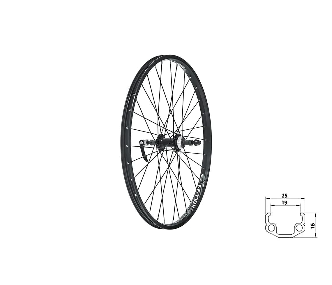 Колесо заднє під ексцентрик KLS Wasper freewheel V-brake R, 24", під тріскачку, 10x135мм чорний