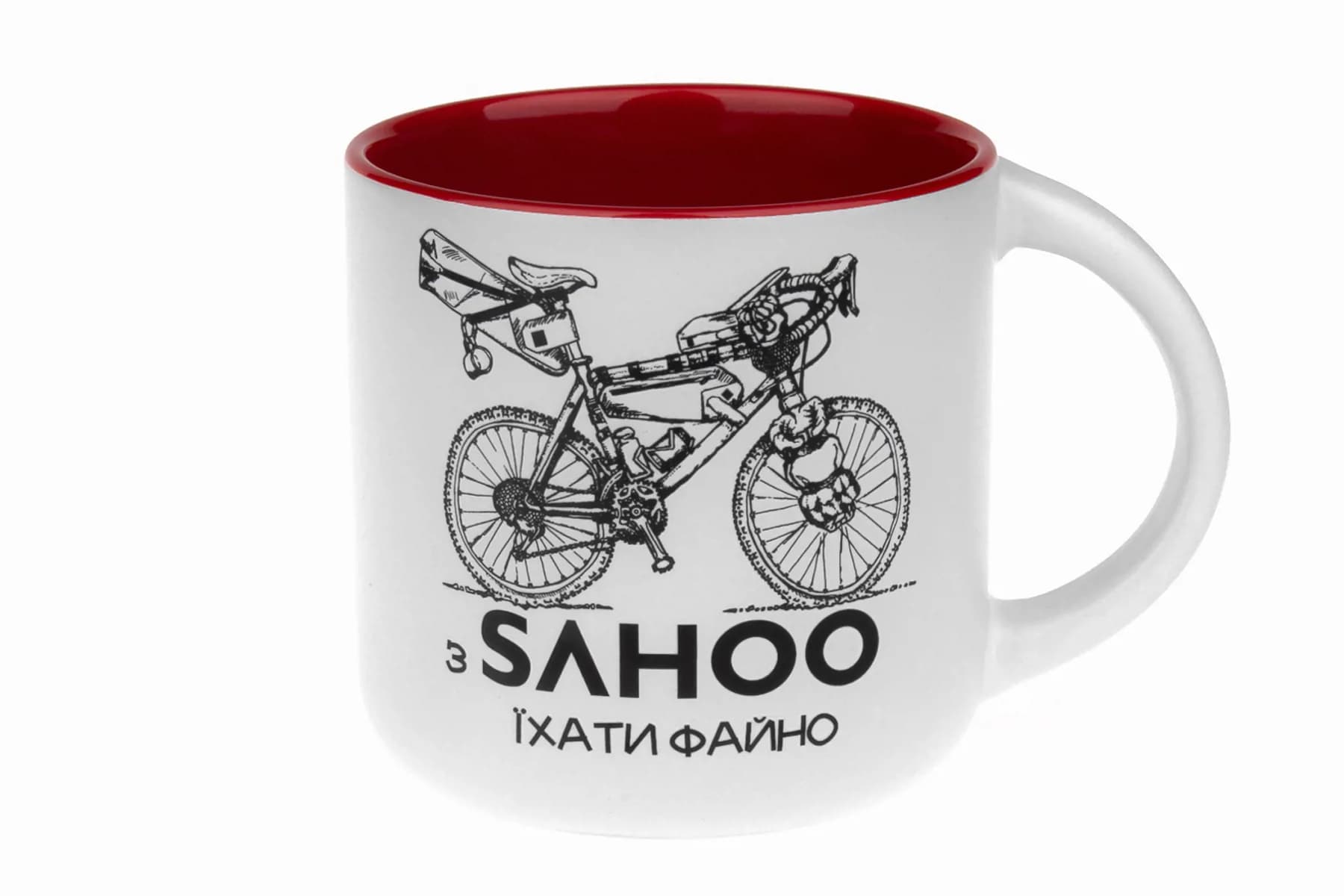 Горнятко SAHOO_З Sahoo їхати файно. Біло-червоний. Біло-червона 350мл