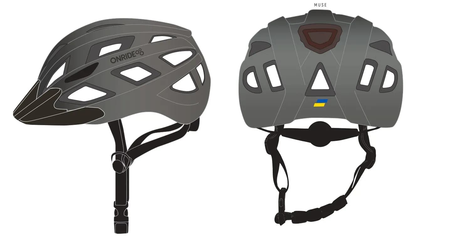 Шолом ONRIDE Muse чорний / сірий M (55-59 см) заднє світло Type-C