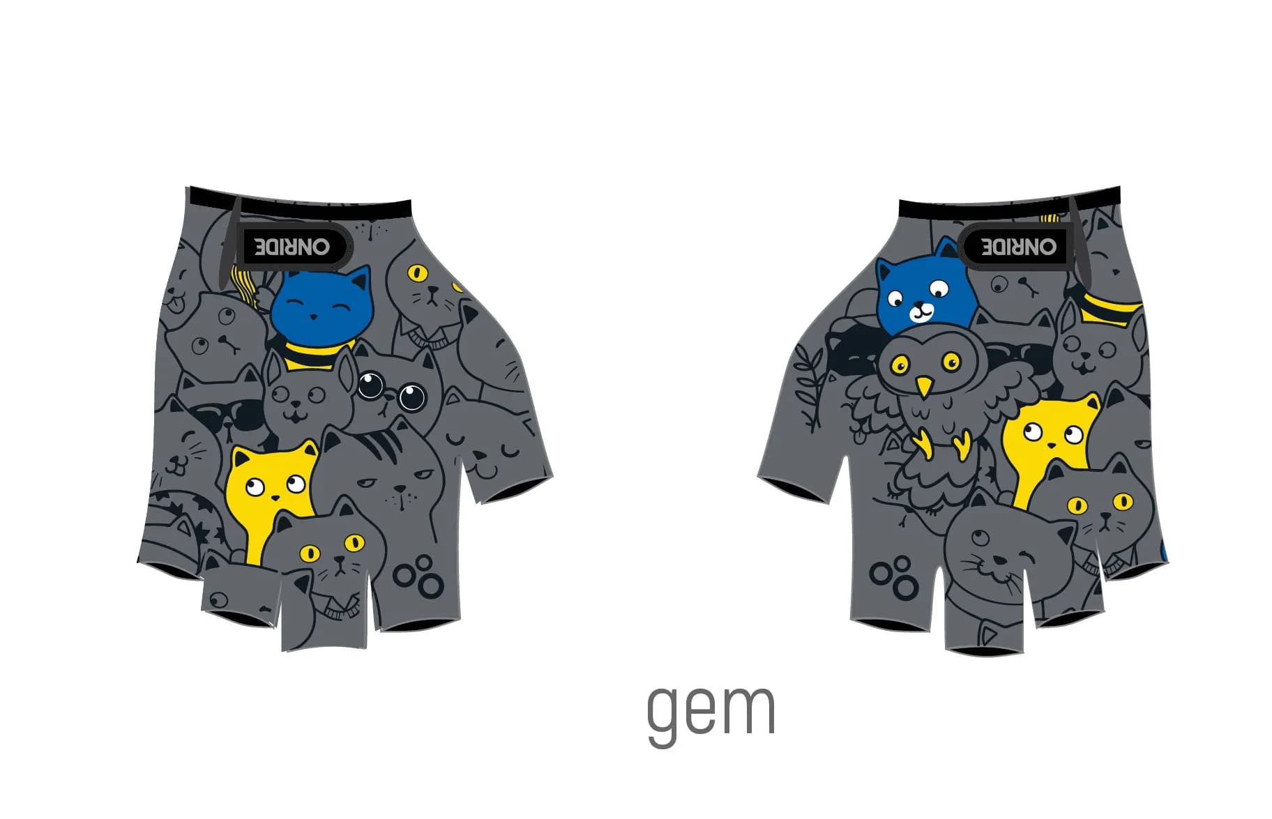 Рукавички дитячі ONRIDE Gem Котики сірі 5-6 синьо/жовті