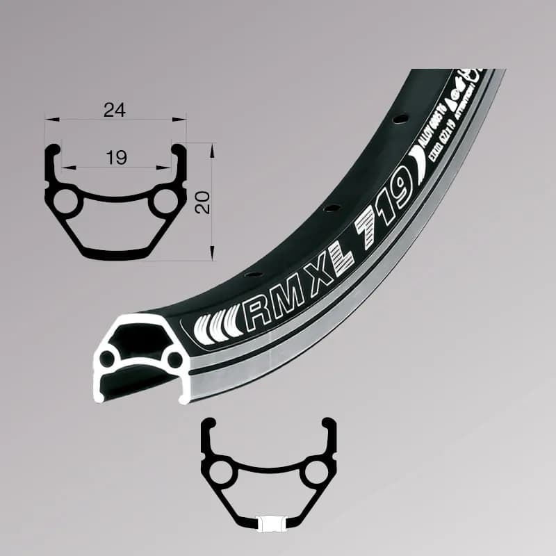 Обід Remerx DRAGON LINE RX 719, 26'', 559x19, 32 отв, AV, пістонований, чорний анодований, V-Br, CNC