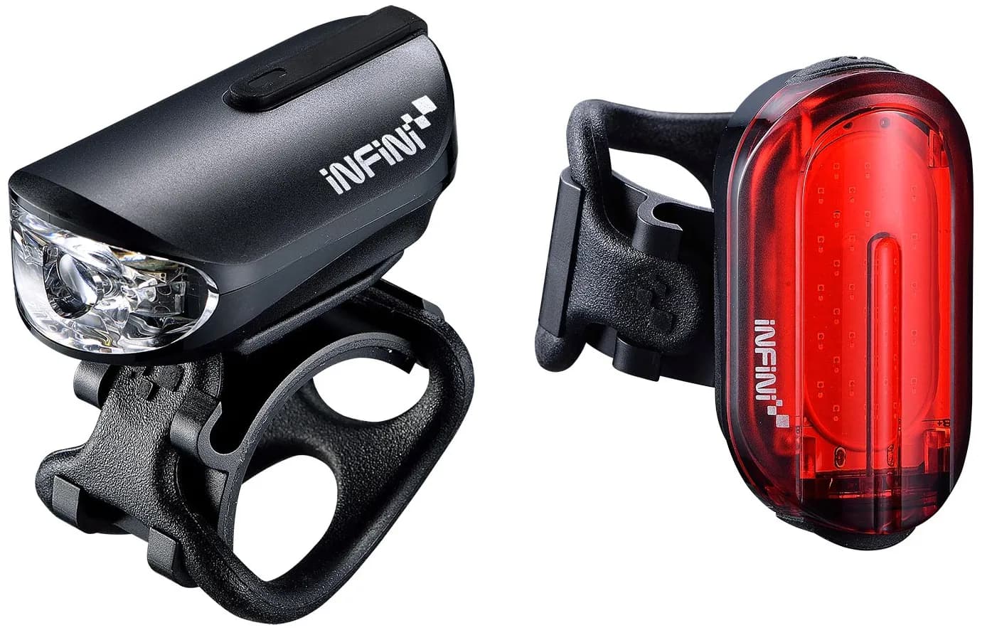 КОМПЛЕКТ: Світло переднє+заднє INFINI OLLEY 4 ф-ції чорний USB