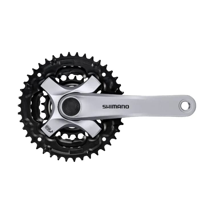 Шатуни Shimano FC-TY501, 170мм, 42X34X24, 6/7/8 шв, захист зірок, сірі