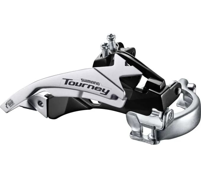 Перемикач передній Shimano FD-TY500, Top-Swing, універс.тяга, хомут 34.9мм (S/M адаптеры), для 42Т
