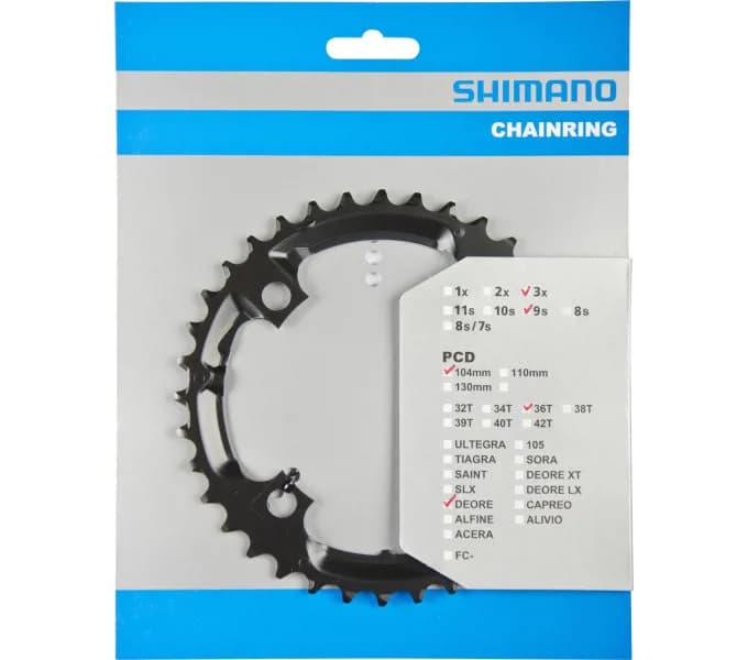 Зірка шатунів Shimano FC-M590 DEORE, 36зуб. чорн, 104мм