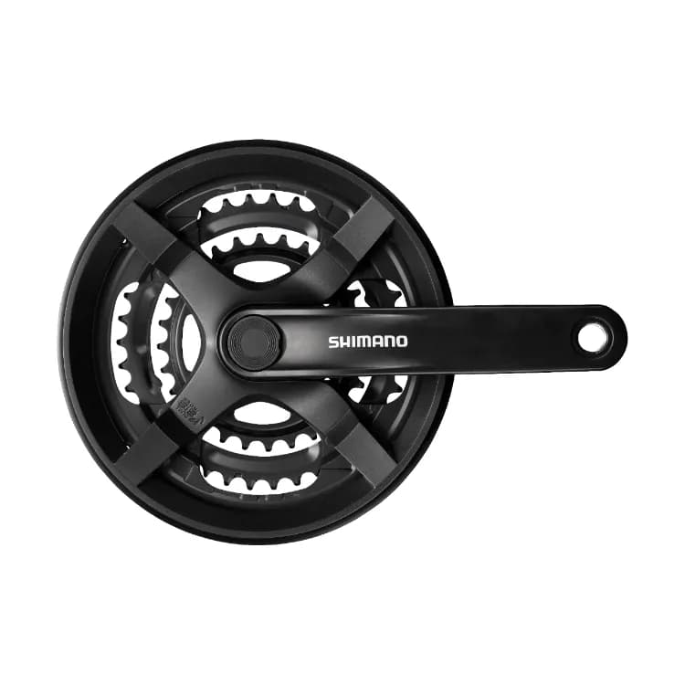 Шатуни Shimano FC-TY301, 170мм, 42x34x24, пластиковий захист, чорні, OEM
