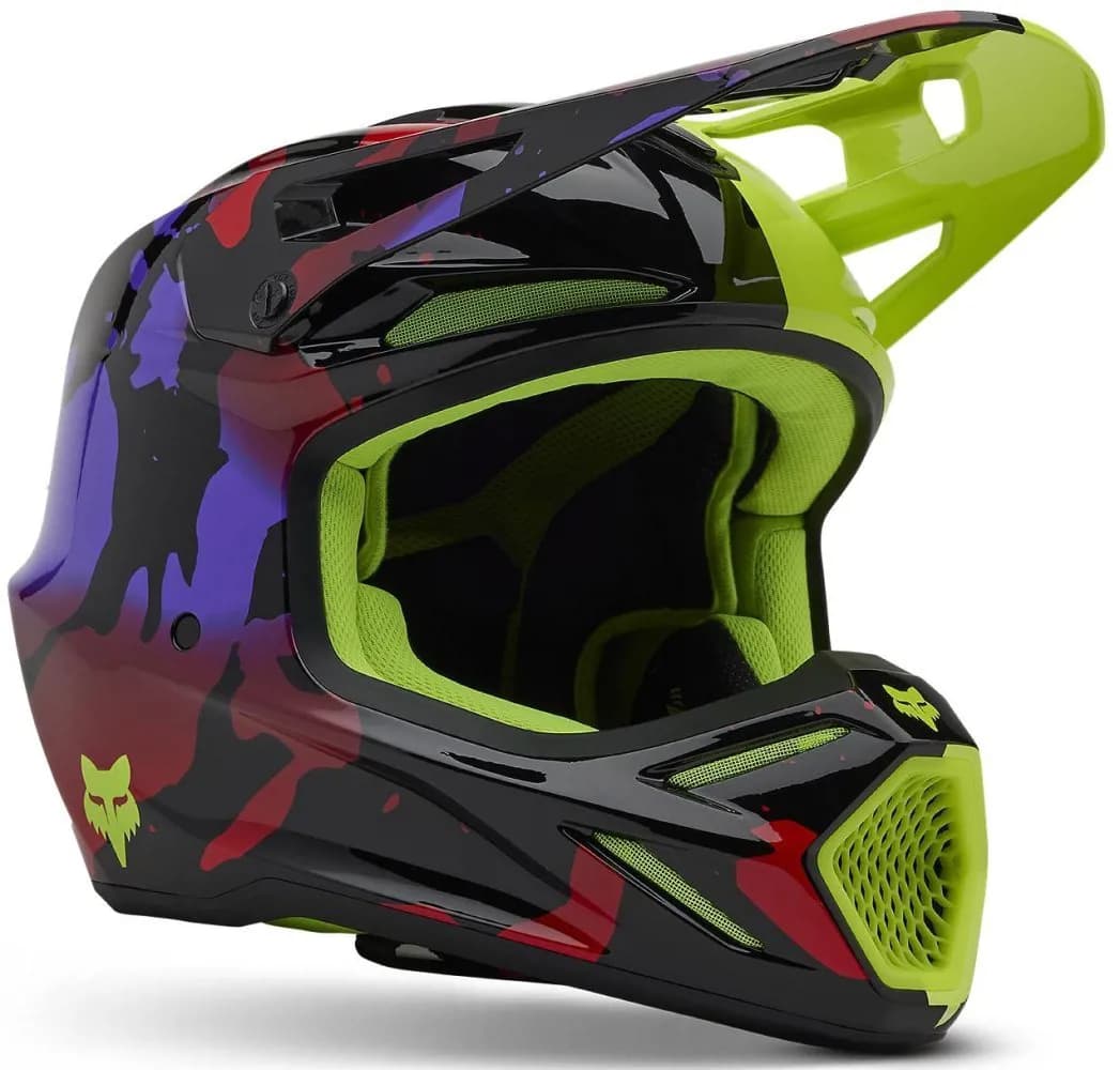 Шолом FOX V3 HELMET - THROTTLE [Flo Yellow], XXL