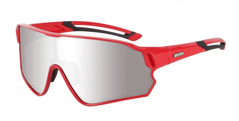 Окуляри Relax Artan червоні глянцеві, лінза smoke (Polarized TAC 1,1 mm), silver mirror, кат. 3