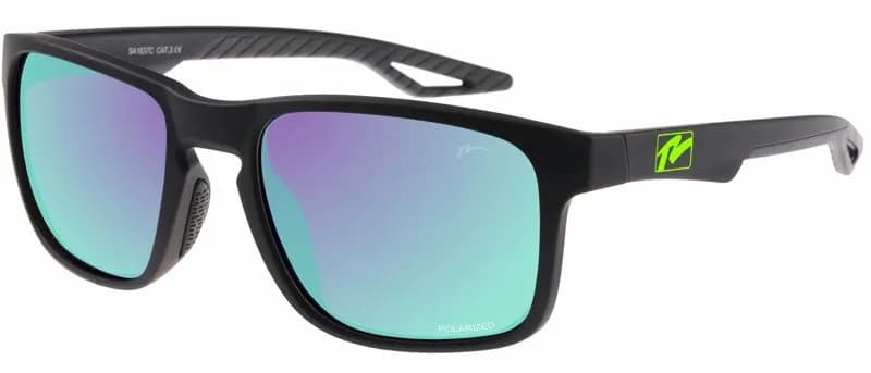 Окуляри Relax Baltra чорні прогумовані, лінза smoke (Polarized TAC 1,1 mm), green revo, кат. 3