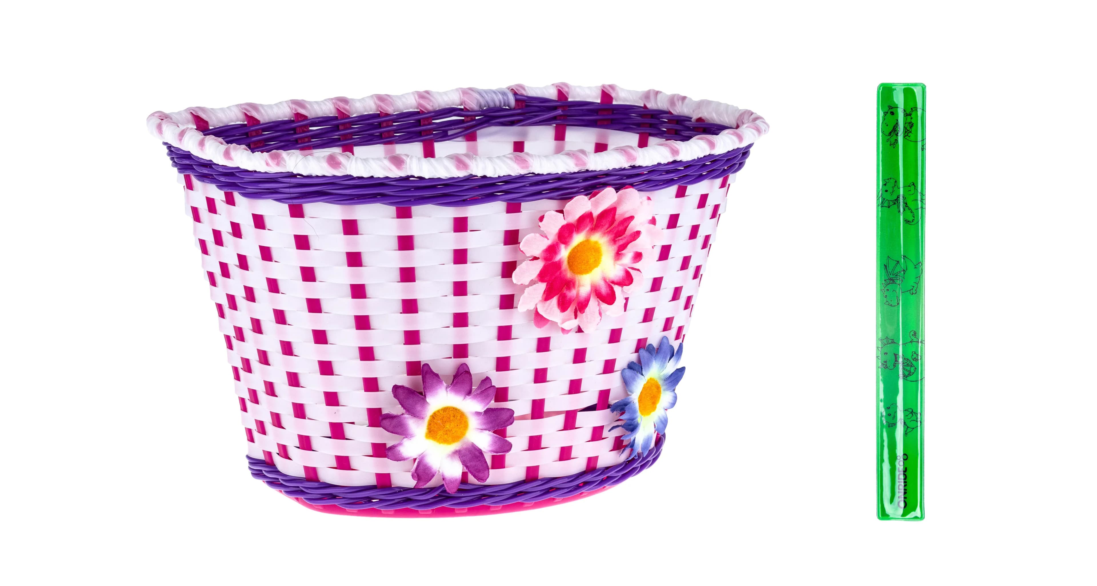 Кошик дитячий на кермо ONRIDE Funky пластиковий білий (в комплекті світловідбивайка ONRIDE)