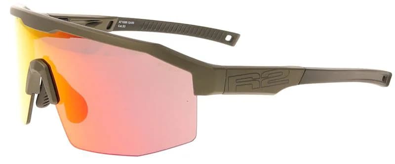 Окуляри R2 GAIN khaki (TR90), лінза red (HD), покриття black/red full revo, кат. 3