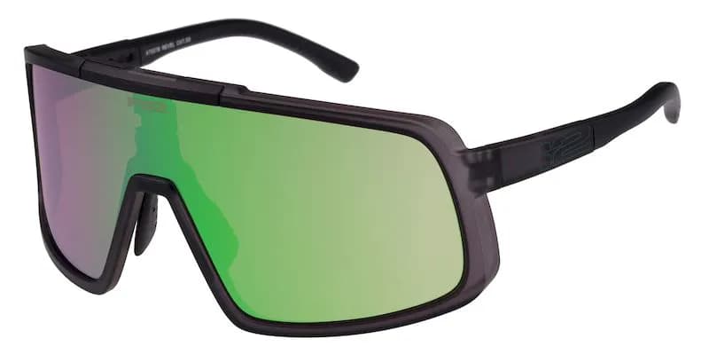 Окуляри R2 REVEL dark/grey (TR90), лінза violet (HD), покриття green full revo, кат. 3