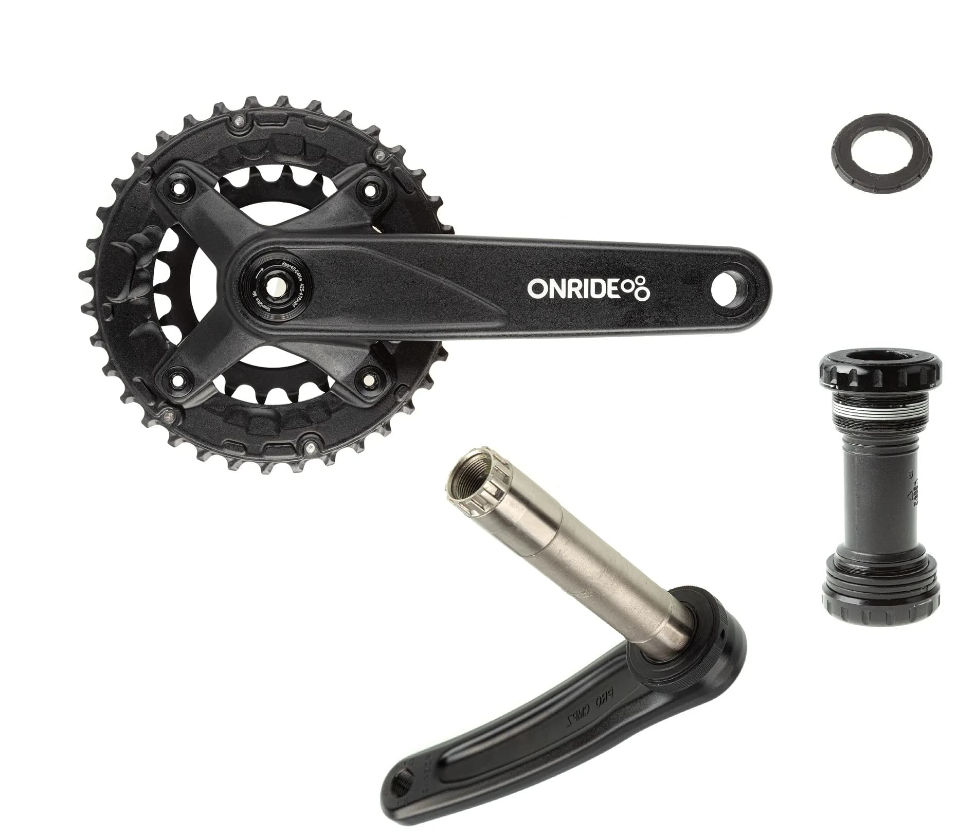 Шатуни ONRIDE Duet Pro 1120, Hollowtech, 170 мм, 22-36Т, BCD 104/64, 11/10/9 шв., з кареткою, чорний