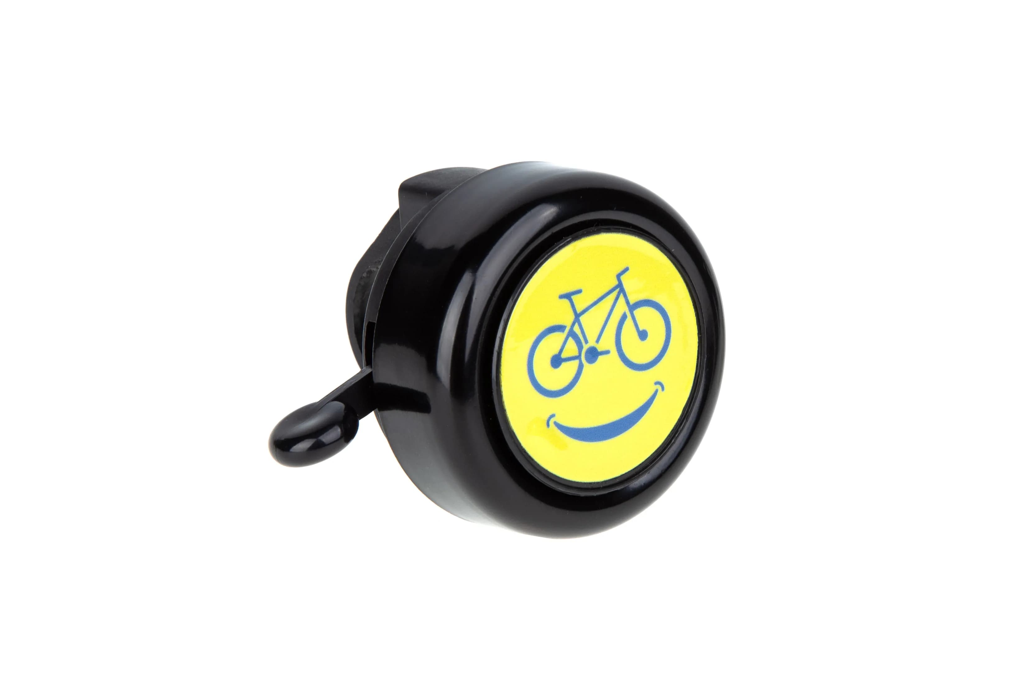 Дзвоник ONRIDE Rang 10, велосмайл жовтий, алюмінієвий, Ø керма 22мм, чорний