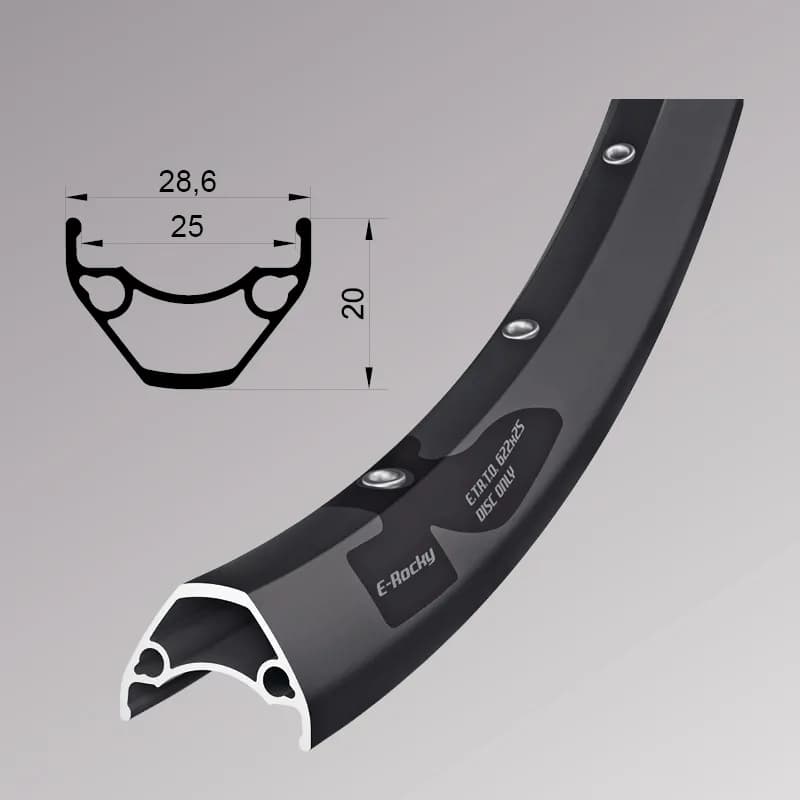 Обід Remerx E-ROCKY RX 3025, 29'', 622x25, 32 отв., FV, піст., чорн. анод., E-Bike, безк.