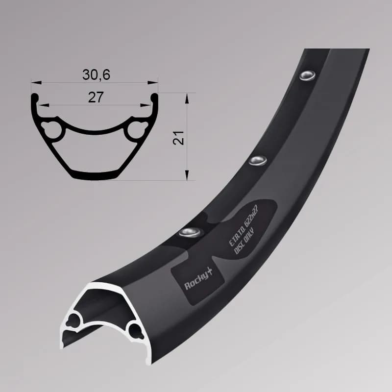 Обід Remerx ROCKY PLUS RX 3027, 27,5'', 584x27, 32 отв., FV, чорн. анод., E-Bike, безк.