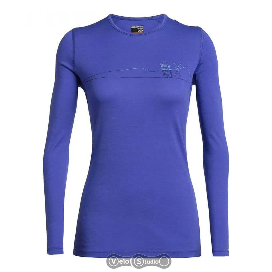 Термофутболка з довгим рукавом ICEBREAKER 200 Oasis LS Crewe Skis in Snow WMN Mystic M