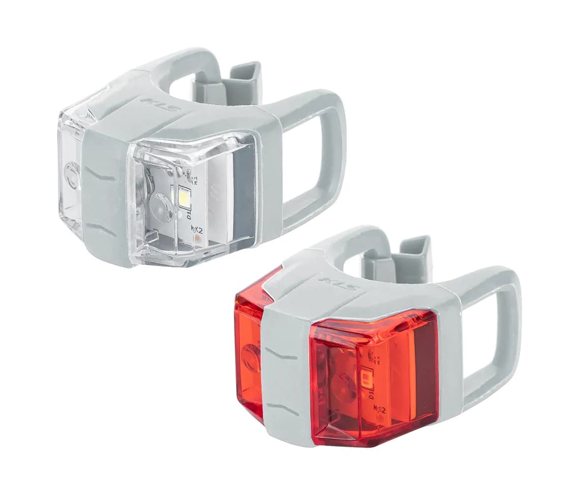 Набір мигалок передня + задня KLS TWINS II, силікон, м'ятно-білий